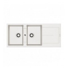 Pyramis 070245211 Ithaka 2B 1D Ένθετος Νεροχύτης από Συνθετικό Γρανίτη Μ116xΠ50cm Snow